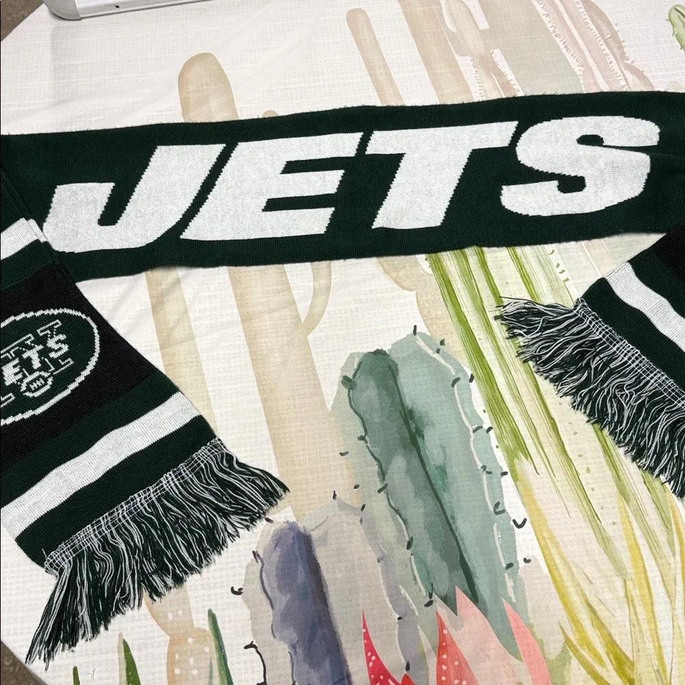 New York Jets Green and White Knit open Scarf unisex
